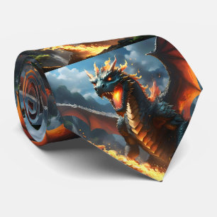 Cravate "Le Souffle de l'Enfer : La Flamme du Dragon"