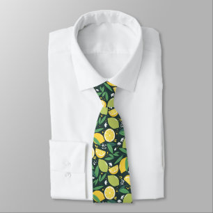 Cravate Lemon and Lime Green and Yellow Fruit Pattern