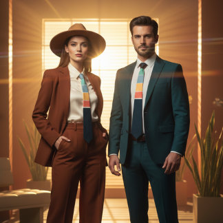 Cravate les années 70 Vintage Marine bleu jaune rose rayur