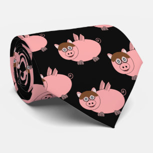 Cravate Les Cochons peuvent voler Design Noir