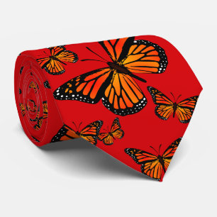 Cravate Les papillons Monarques en rouge