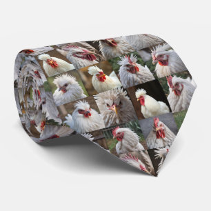 Cravate "Les plumes en vedette : un portrait de poulet bla