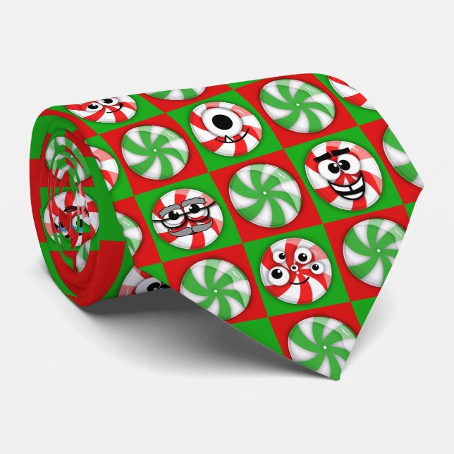 Cravate Les visages des bonbons de Noël (Roulé)