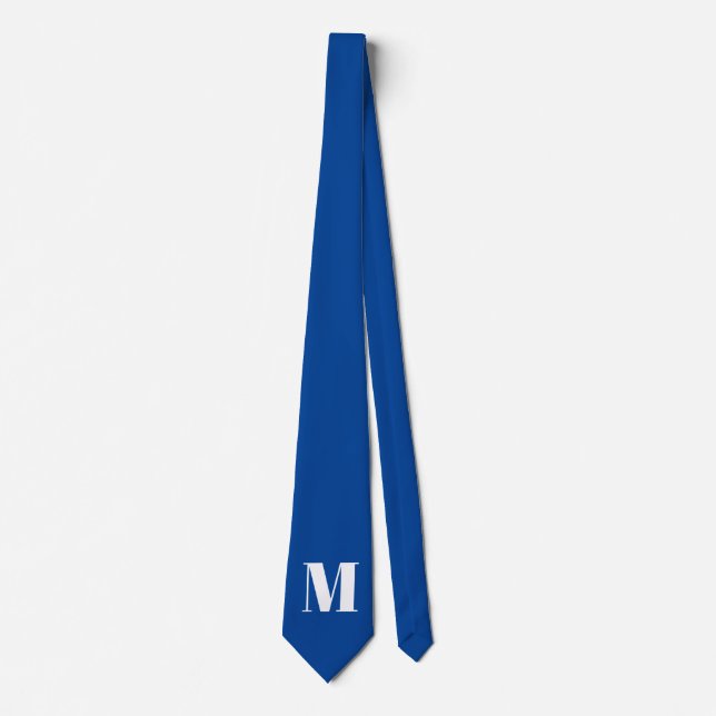 Cravate LETTRE INITIALE Bleu Profond Monogramme Moderne De (Devant)