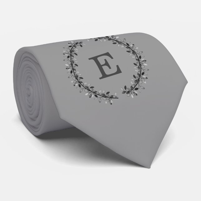 Cravate LETTRE INITIALE FORMELLE GRISE CLASSIQUE MONogramm (Roulé)