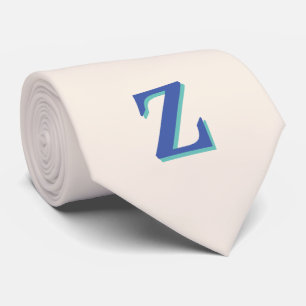Cravate LETTRE INITIALE MOYENNE Bleue 3D Tendance Couleu