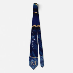 Cravate Lettre Parties scintillant en marbre bleu marine N