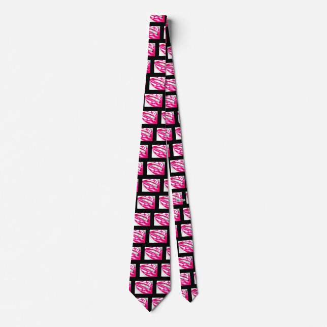 Cravate Lèvres chaudes rose/noir (Devant)