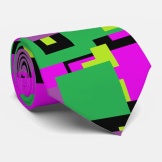 Cravate Lien avec Motif Carré violet vert et noir