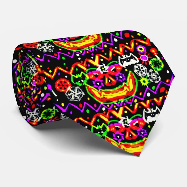 Cravate Light It UP Jack-o'-lantern Halloween (Roulé)