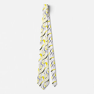 Cravate Ligne Courbée jaune noir