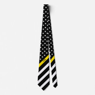 Cravate Ligne jaune mince monogramme de drapeau américain
