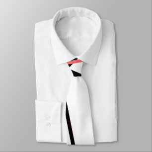Cravate Ligne Moderne Géométrie Froide Blanc Rose Noir-Ros