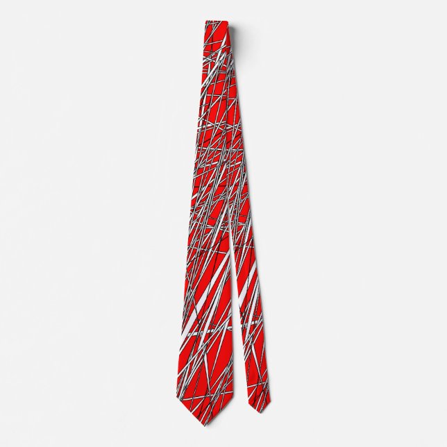 Cravate Lignes Abstraites - 03 - Rouge #FF0000 (Devant)