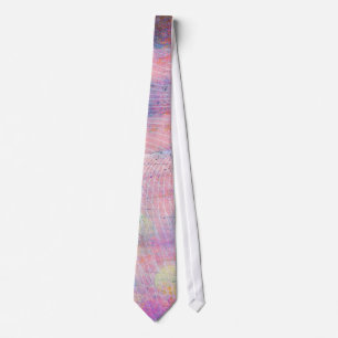 Cravate Lignes abstraites pastel rose éclaboussure d'encre