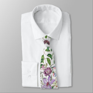 Cravate Lilac Vert Blanc Vintage Fleurs botaniques