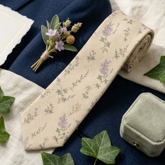 Cravate Lilas et lierre de jardin anglais
