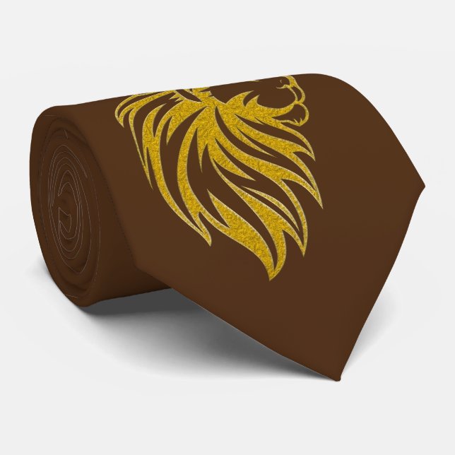 Cravate Lion Avec Couronne - Style Or 2 (Roulé)