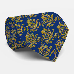 Cravate Lion d'or sur le bleu marine