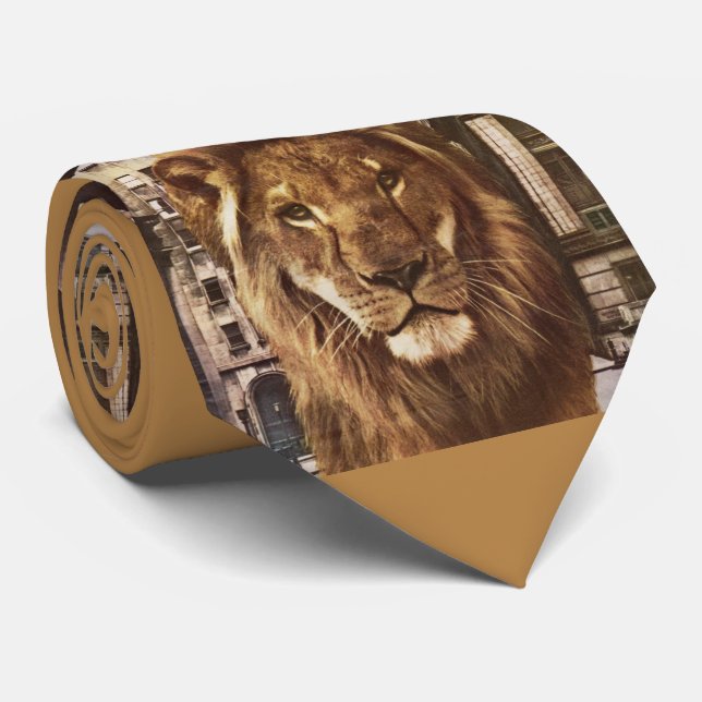 Cravate lion en ville (Roulé)