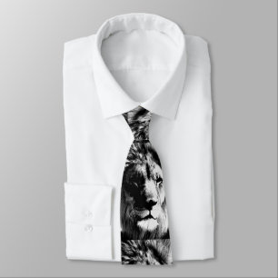 Cravate Lion noir et blanc