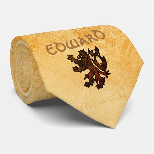 Cravate Lion rampant héraldique personnalisé (Roulé)
