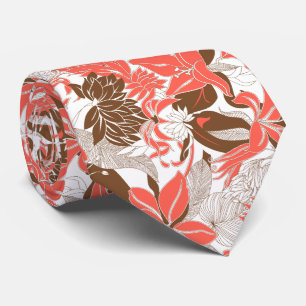 Cravate Lis tropical et Protea d'Hawaï de découpe floraux