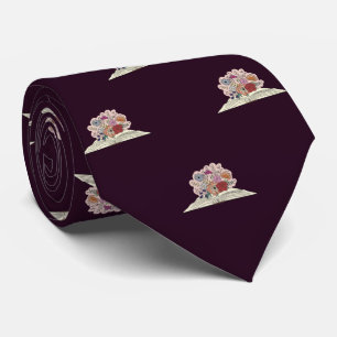 Cravate Livre pourpre & Fleurs Hommes Diplôme, Cadeau de t