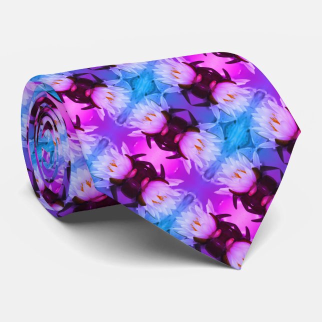 Cravate Lotus Water Lily Flower Abstrait Art Motif (Roulé)