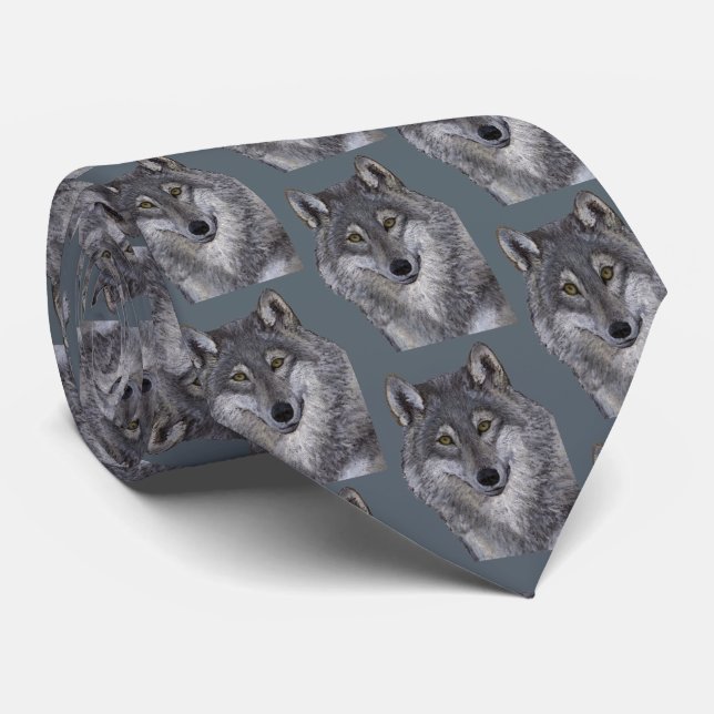 Cravate Loup gris (Roulé)