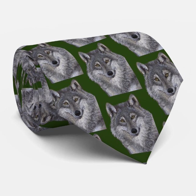 Cravate Loup gris (Roulé)