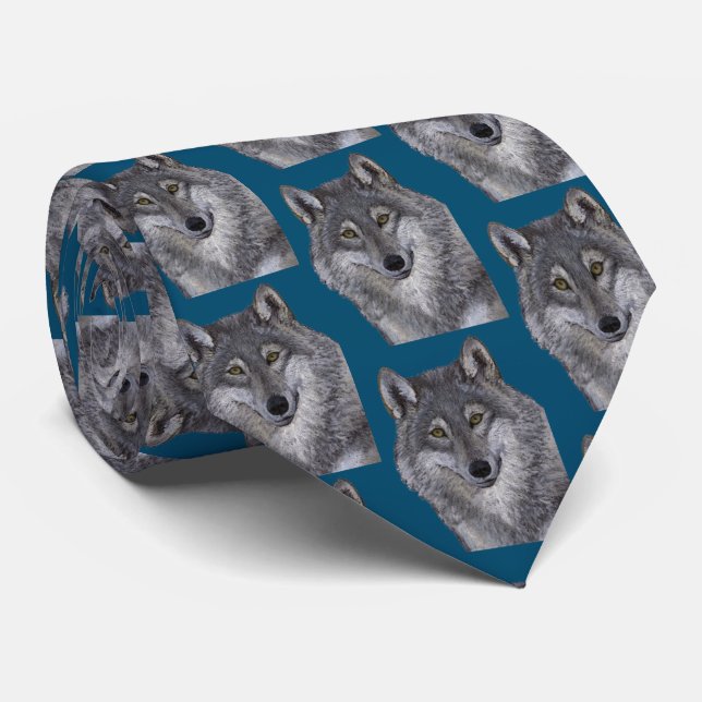 Cravate Loup gris (Roulé)