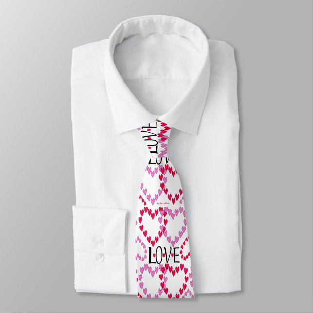 Cravate LOVE ROUGE ROSE DE Tiny Hearts (Attaché)
