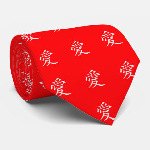 Cravate Loving Chinese Character Love Motif Custom Red