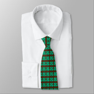 Cravate Lucky 4 Leaf Irish Clover col brun
