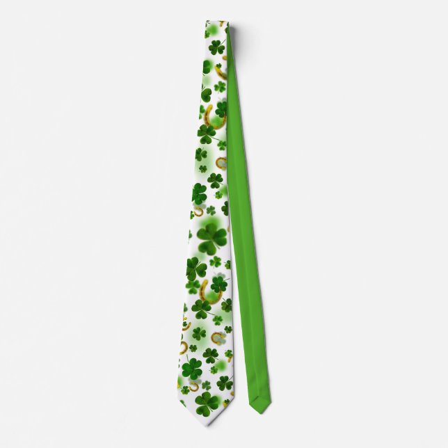 Cravate Lucky Four Leaf Horseshoe Green St. Patrick (Devant)