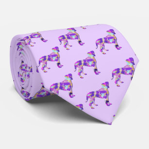 Cravate Lumière de silhouette de chien Boxer violet clair