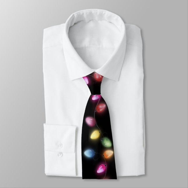 Cravate Lumières de Noël colorées (Attaché)