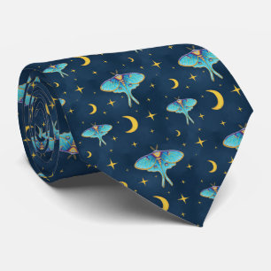 Cravate Luna Moth Céleste Lunes et étoiles Marine
