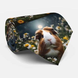 Cravate Lune De Cochon Et Marguerites Brown Et Blanche,