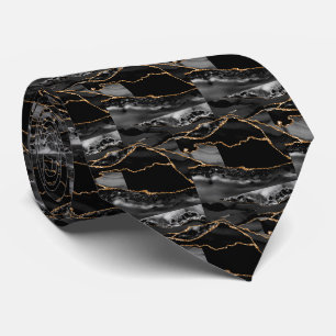 Cravate Luxueux Faux Glitter Or Noir Faux Soie