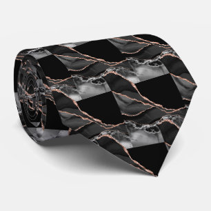 Cravate Luxueux Faux Glitter Rose Gold Faux Soie Noir