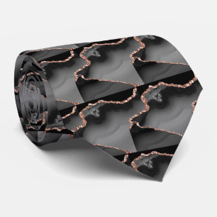Cravate Luxueux Faux Glitter Rose Gold Noir Faux Soie