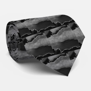Cravate Luxueux Faux Paillettes Faux Soie Noir Argent