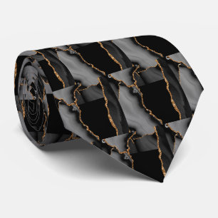 Cravate Luxueux Faux Paillettes Or Noir Faux Soie
