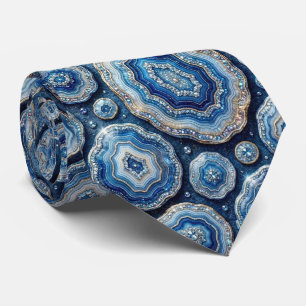 Cravate Luxueux Faux Soie Col Ocean Blue Geode