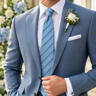 Cravate Luxueux foulard rayé bleu glace