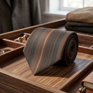 Cravate Luxueux grain de bois Charbon foncé et Acajou