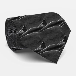 Cravate Luxueux Noir Argent Faux Paillettes Faux Soie