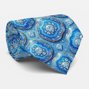 Cravate Luxury Faux Soie Col Ocean Blue Geode